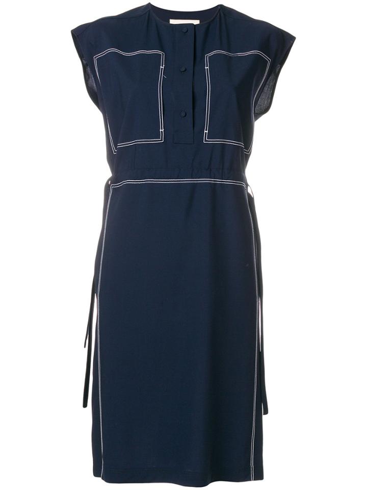 Ports 1961 Stitch Detail Drawstring Waist Dress - Blue