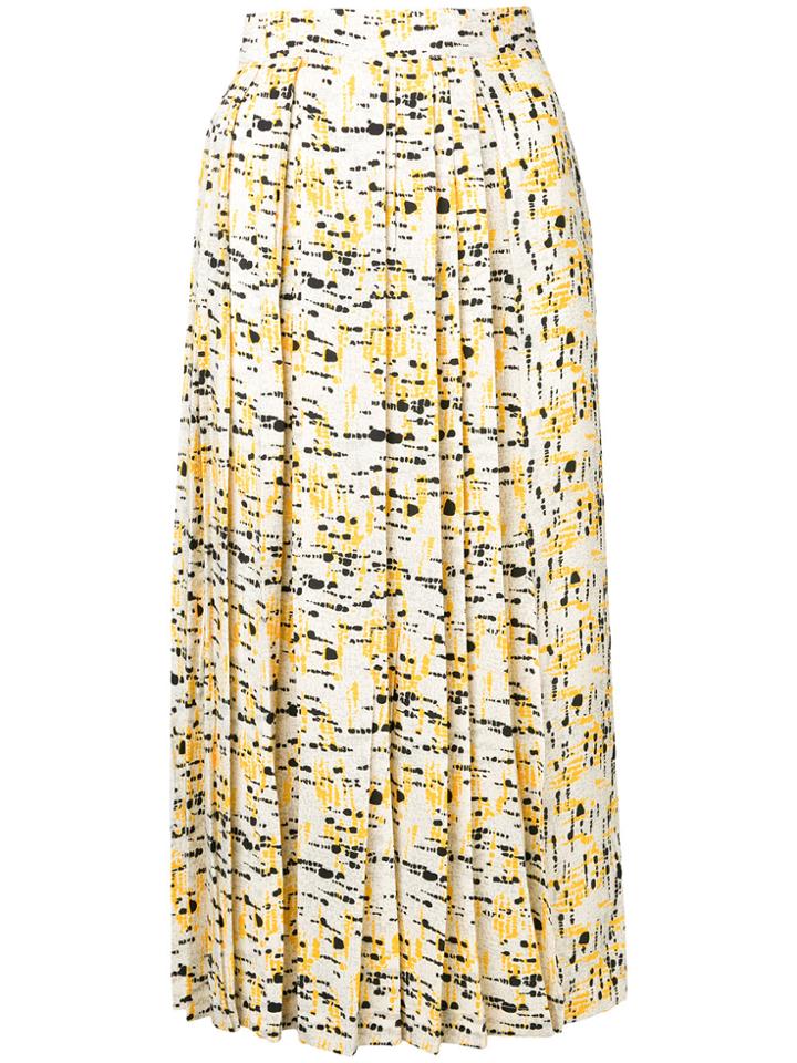 Erika Cavallini Pleated Splatter Print Skirt - Nude & Neutrals