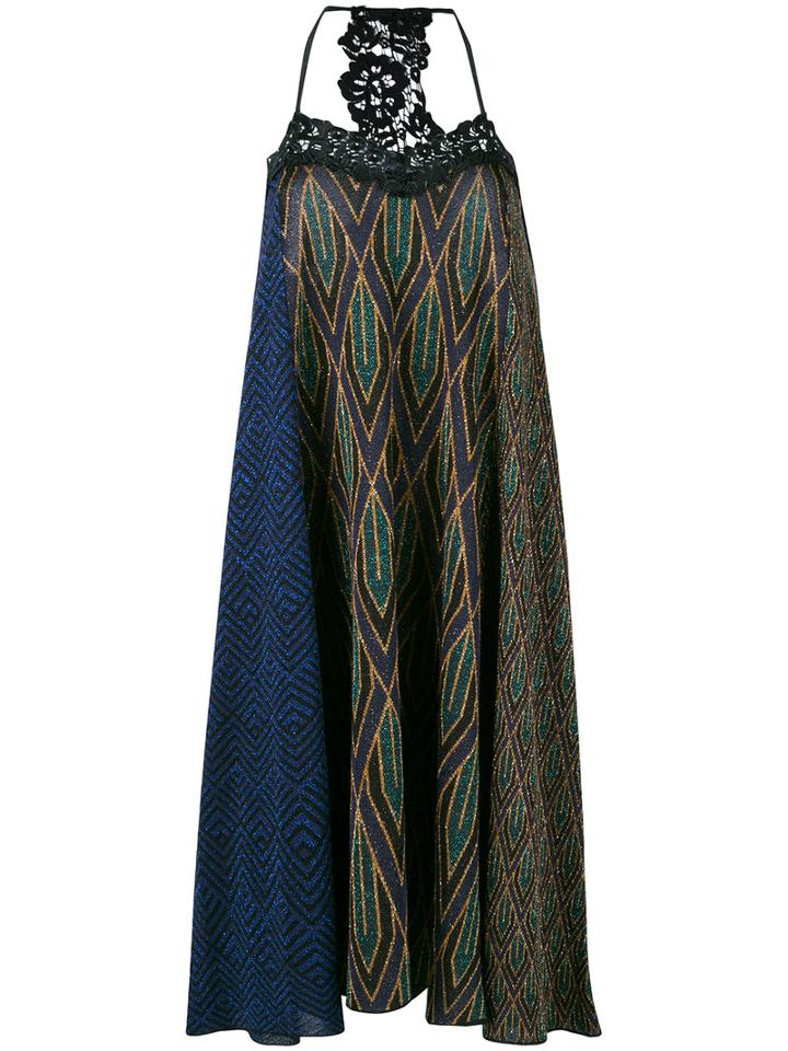 Circus Hotel - Lurex And Lace Dress - Women - Polyester/viscose - 42, Blue, Polyester/viscose