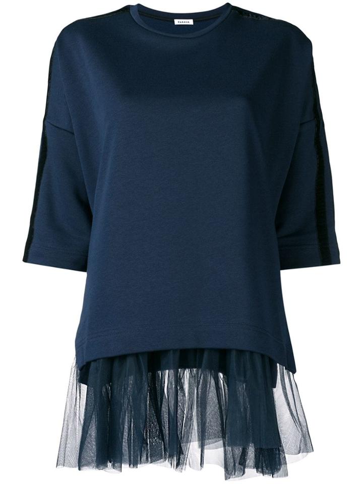 P.a.r.o.s.h. Tulle Hem Sweatshirt - Blue