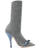 Marco De Vincenzo Bow-embellished Sock Boots - Grey
