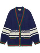 Gucci Wool Cardigan With Patches - Blue