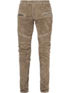 Balmain Biker Trousers, Men's, Size: 46, Brown, Cotton/lamb Skin