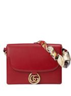 Gucci Medium Leather Shoulder Bag With Scarf - Red