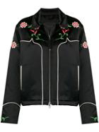 Diesel Black Gold Cropped Jacket In Embroidered Duchesse