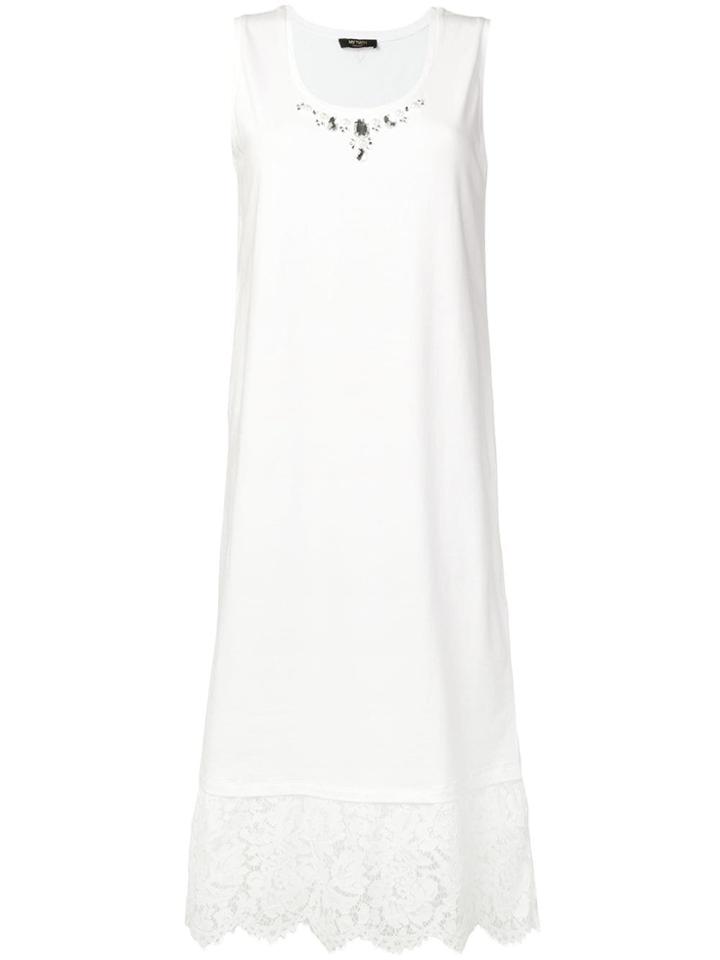 Twin-set Tank Top-dress With Lace Panel - White