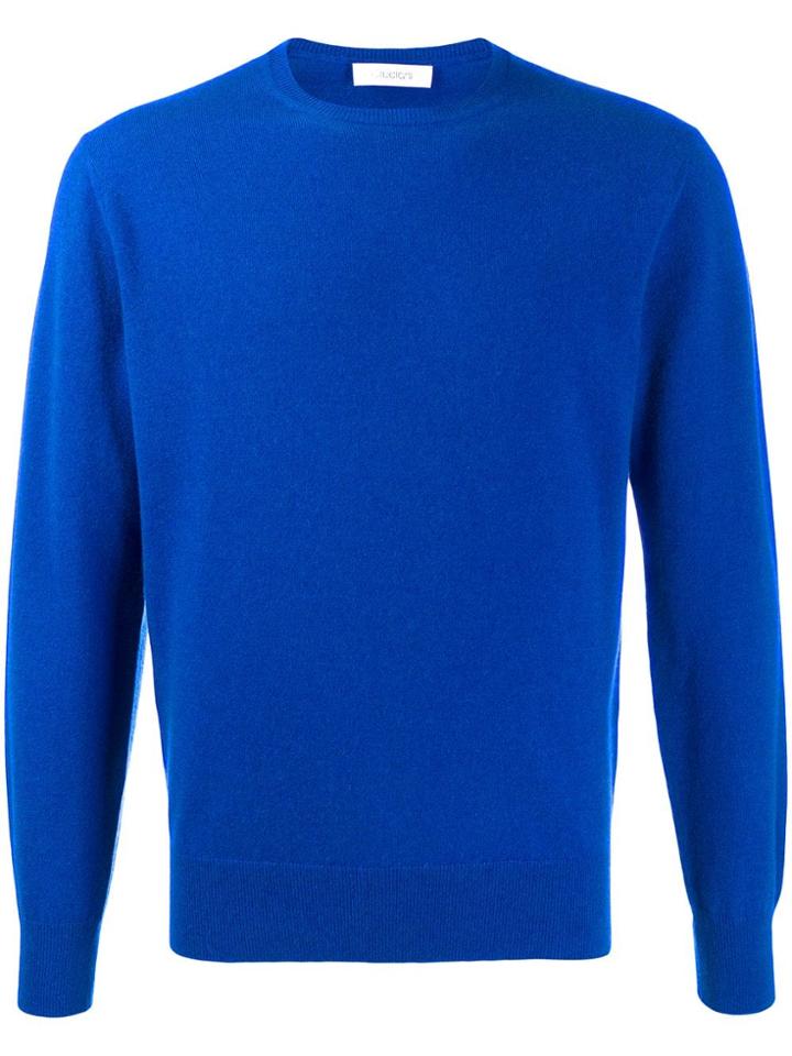 Cruciani Crew Neck Ribbed Knit Sweater - Blue