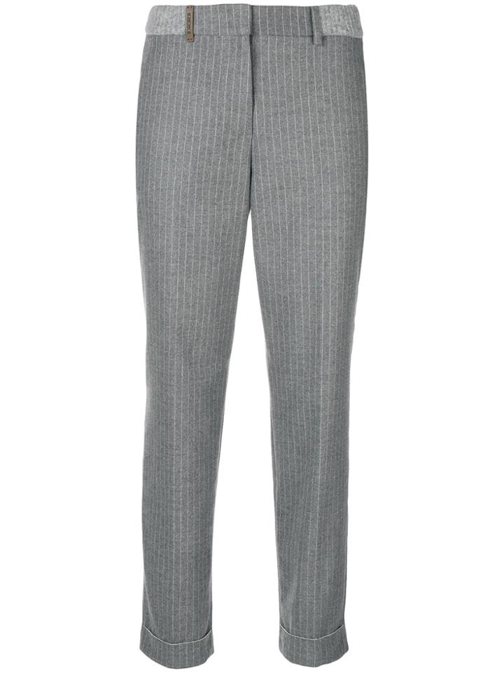 Peserico Striped Tapered Trousers - Grey