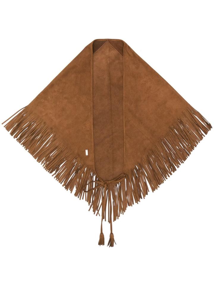 Saint Laurent Fringe Finish Scarf - Brown