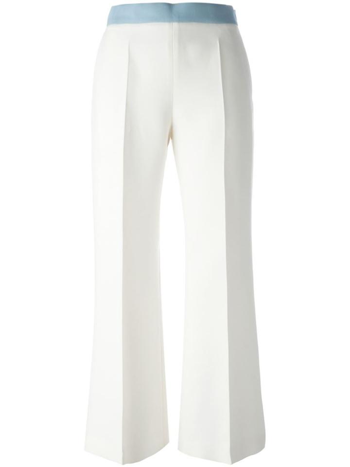 Fendi Flared Cropped Trousers, Women's, Size: 40, Nude/neutrals, Silk/wool