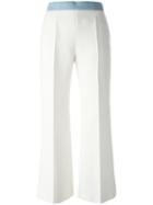 Fendi Flared Cropped Trousers, Women's, Size: 40, Nude/neutrals, Silk/wool