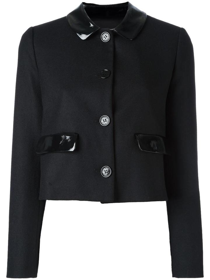 Love Moschino Cropped Buttoned Jacket, Women's, Size: 42, Black, Wool/polyamide/polyester/cotton