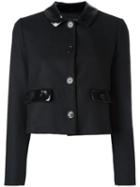 Love Moschino Cropped Buttoned Jacket, Women's, Size: 42, Black, Wool/polyamide/polyester/cotton