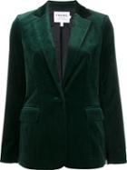 Frame Denim Single Breasted Velvet Jacket, Women's, Size: Xs, Green, Cotton/polyester/spandex/elastane/lyocell