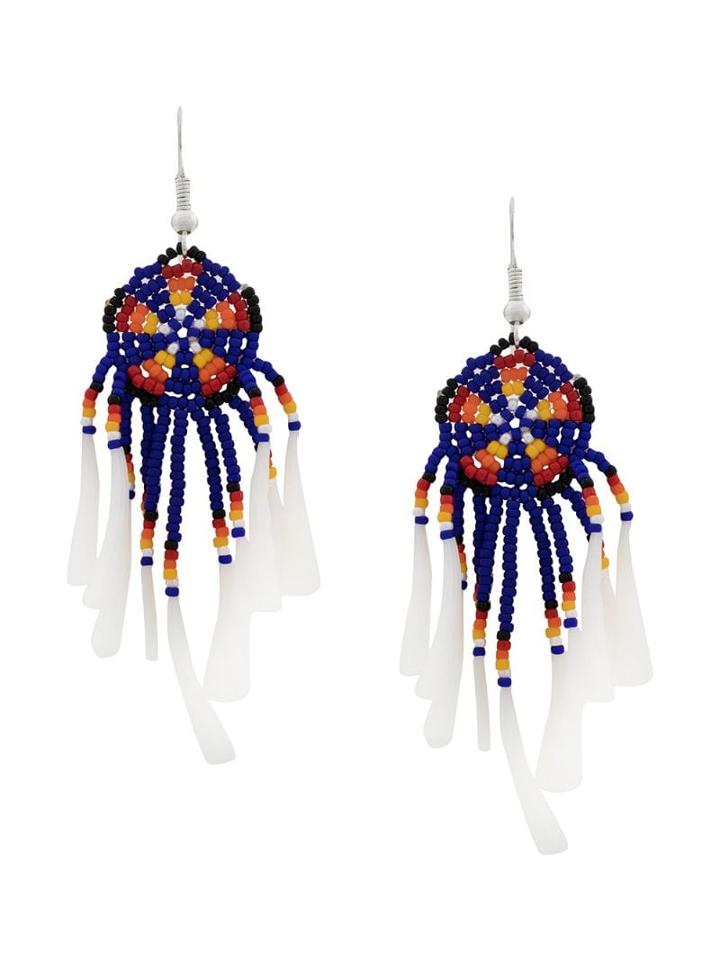 Jessie Western Beaded Drop Earrings - Blue