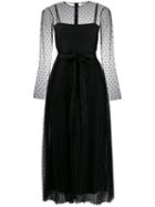 Red Valentino Dotted Tulle Midi Dress - Black