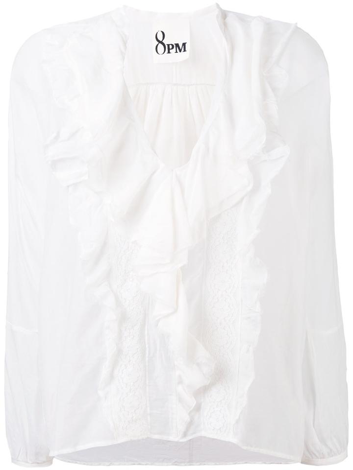 8pm - Pleated Blouse - Women - Silk/cotton - M, White, Silk/cotton