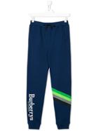 Burberry Kids Logo Stripe Joggers - Blue