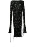 Ports 1961 Sequinned Slit Sleeve Dress - Black