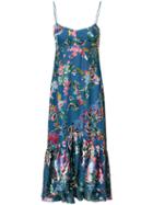 Saloni - Floral Midi Dress - Women - Silk/polyester/rayon - 0, Blue, Silk/polyester/rayon