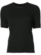 Carven Sequin Trim T-shirt, Women's, Size: Medium, Black, Cotton/polyester/spandex/elastane