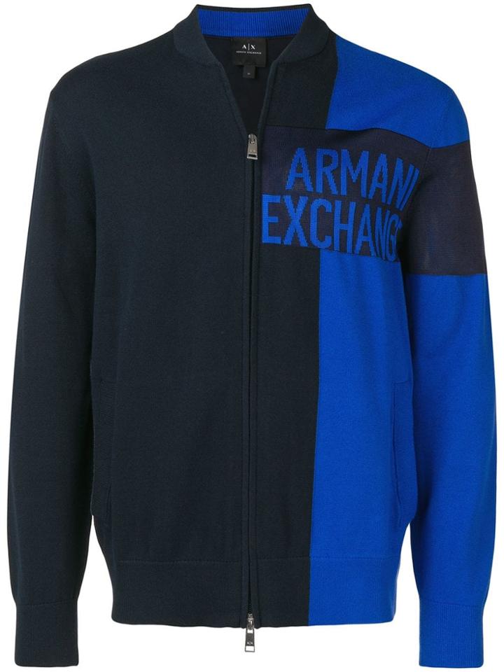 Armani Exchange Logo Full Zip Fleece - Blue