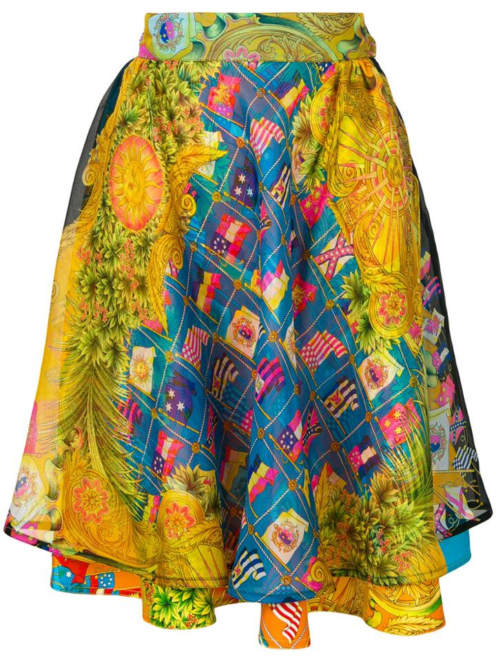 Versace Vintage Miami Flag Printed Skirt - Multicolour