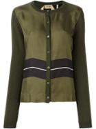 No21 Silk Panel Cardigan, Women's, Size: 44, Green, Silk/virgin Wool