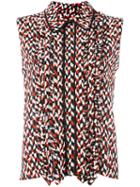 Marni Geometric Pattern Sleeveless Blouse, Women's, Size: 40, Black, Silk