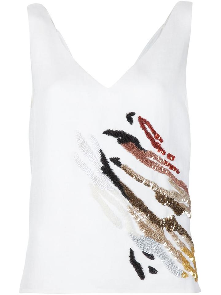 Maiyet 'signature' Embellished Cross Back Top, Women's, Size: 40, White, Linen/flax/viscose/sequin