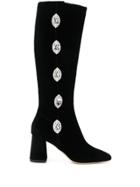Giannico Julie Embellished Button Boots - Black