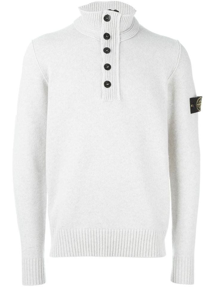 Stone Island Half-button Sweater, Men's, Size: Medium, Grey, Polyamide/wool