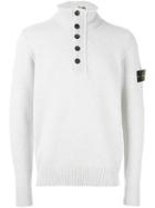 Stone Island Half-button Sweater, Men's, Size: Medium, Grey, Polyamide/wool