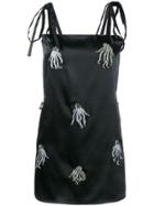 Attico Satin Mini Dress With Jellyfish Appliqué - Black