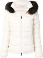 Duvetica Raccoon Fur Trimmed Hood Padded Coat - White