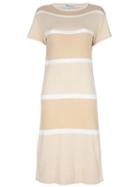 Courrèges Vintage Striped Dress, Women's, Size: 42, Nude/neutrals, Cotton