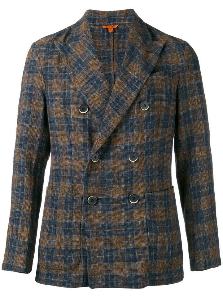 Barena - Checked Double Breasted Blazer - Men - Cotton/polyester - 48, Yellow/orange, Cotton/polyester