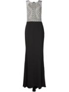 Badgley Mischka Sheer Panel Gown Dress