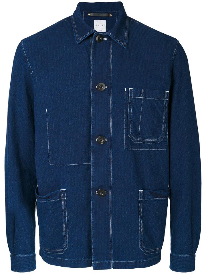Paul Smith - Seersucker Washed Jacket - Men - Cotton - S, Blue, Cotton