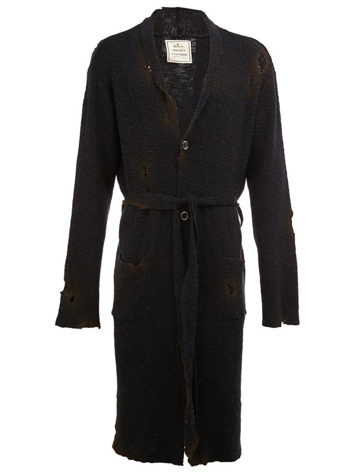 Maison Mihara Yasuhiro Distressed Cardi-coat, Men's, Size: 50, Black, Cotton