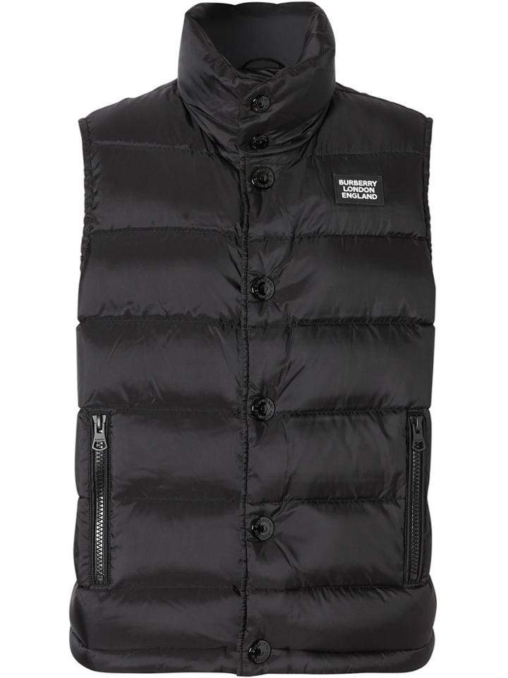 Burberry Monogram Stripe Print Oversized Puffer Gilet - Black