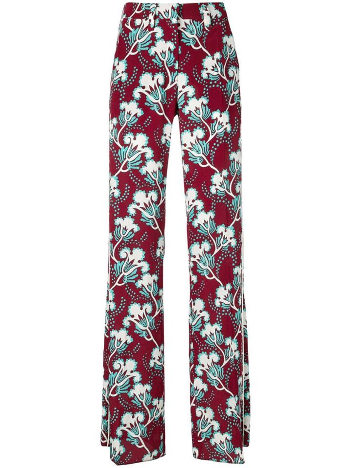 Valentino Floral Print Trousers - Red