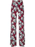 Valentino Floral Print Trousers - Red