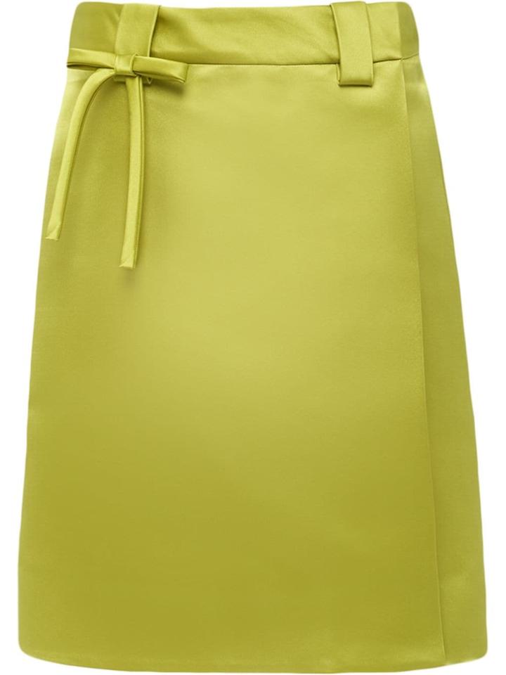 Prada Bow-embellished Satin Skirt - Green