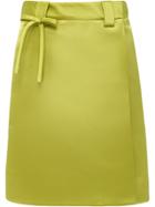 Prada Bow-embellished Satin Skirt - Green