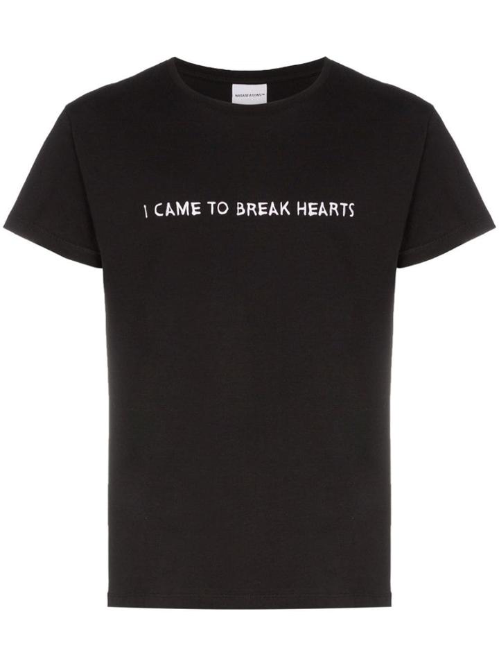 Nasaseasons I Came To Embroidered Cotton T-shirt - Black