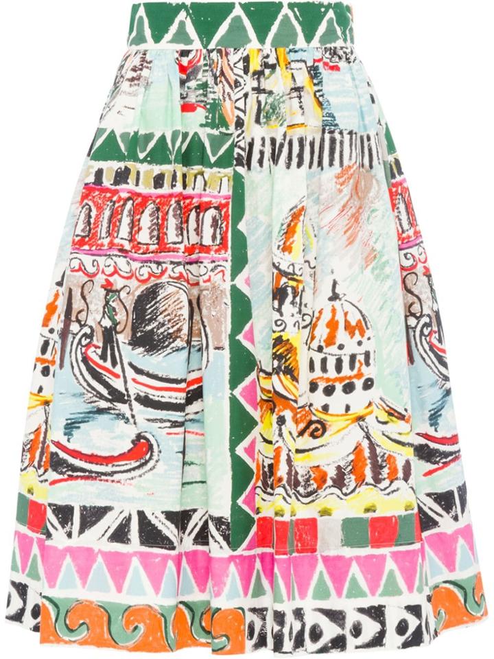 Prada Printed Poplin Skirt - Grey