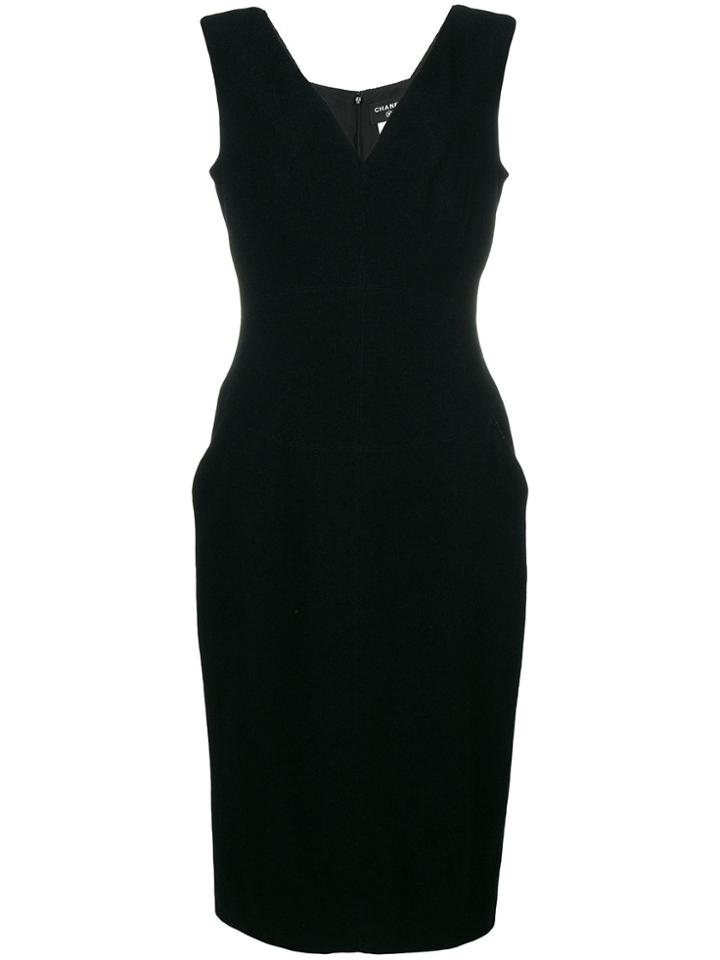 Chanel Vintage Deep V-neck Dress - Black