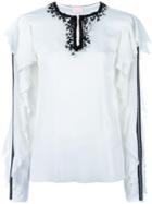 Giamba Ruffle Sleeve Blouse, Women's, Size: 40, White, Viscose/spandex/elastane