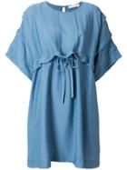 See By Chloé Tie Waist Pintuck Smock Dress - Blue